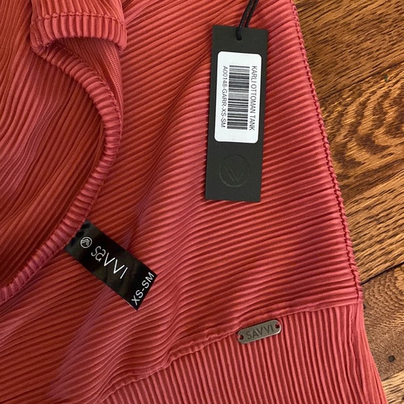 NWT SAVVI XS-SM Garnet Rose Ribbed Kimono Sleeve KARLI Top - Picture 12 of 12